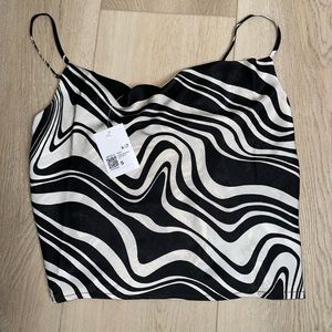 Forever 21 Black & Cream Swirl Tank Size Small, NWT